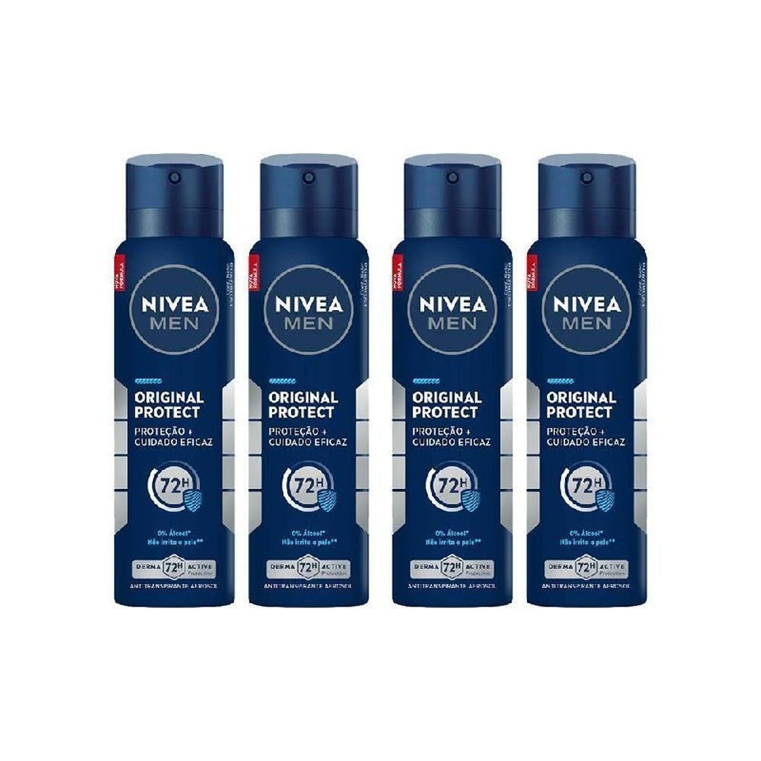 Kit 4 Desodorantes Nivea Men Antitranspirante Aerossol Original Protect 150ml