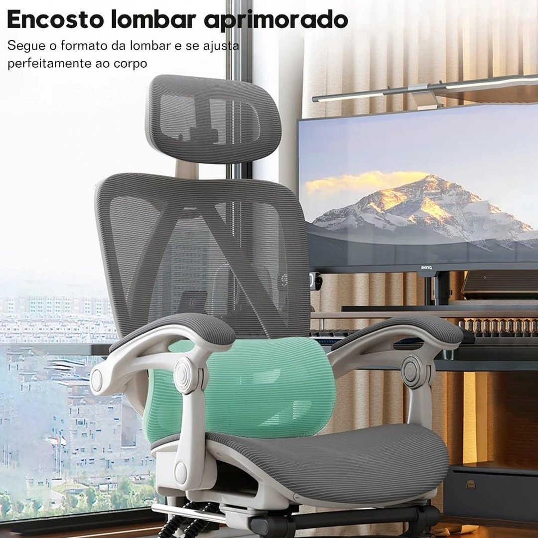 Cadeira Gamer Branca Ergonômica Ajuste 90° a 145°, Apoio de Cabeça e Lombar Ajustável, Malha Respirá vel, 140kg