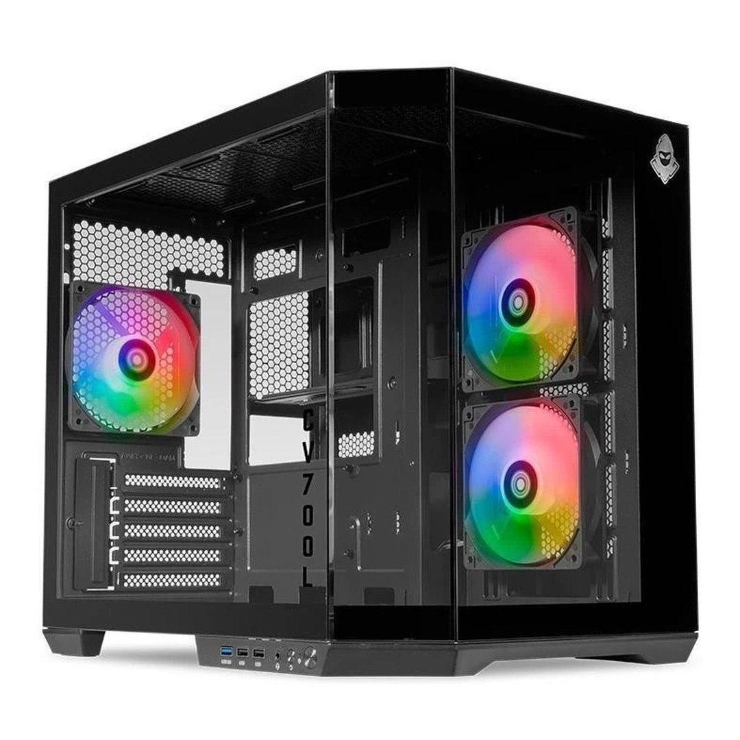 Gabinete Gamer Mancer CV700L, Mid Tower, Lateral De Vidro, 3 Fans ARGB, Preto, Mcr-CV700L-BK3F
