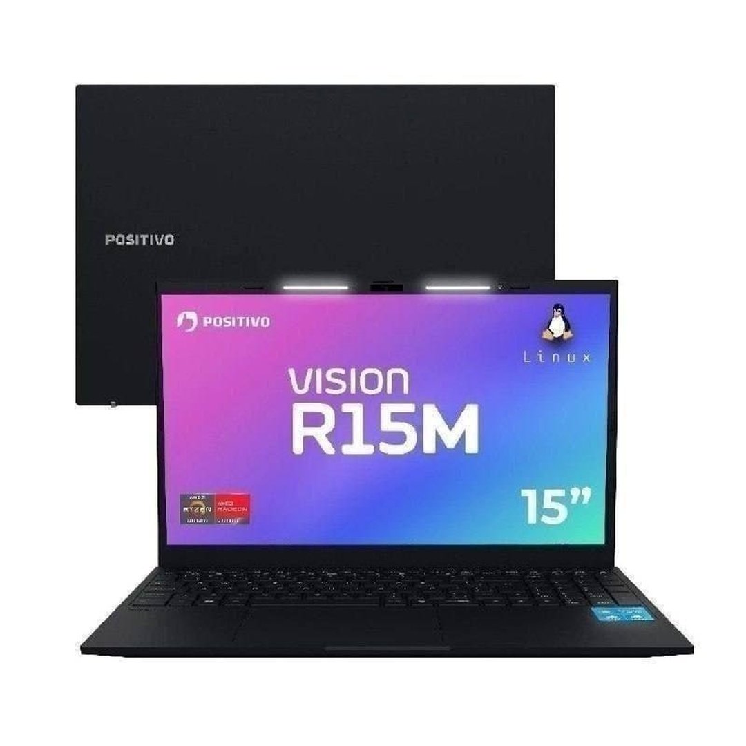 Notebook Positivo Vision R15M AMD Ryzen 5-5625U Linux 8GB RAM 256GB SSD Wi-Fi 6 15” IPS