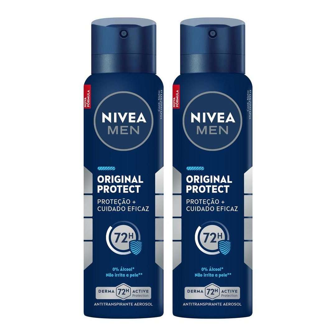 Kit Nivea Men Desodorante Antitranspirante Aerossol Original Protect 150ml