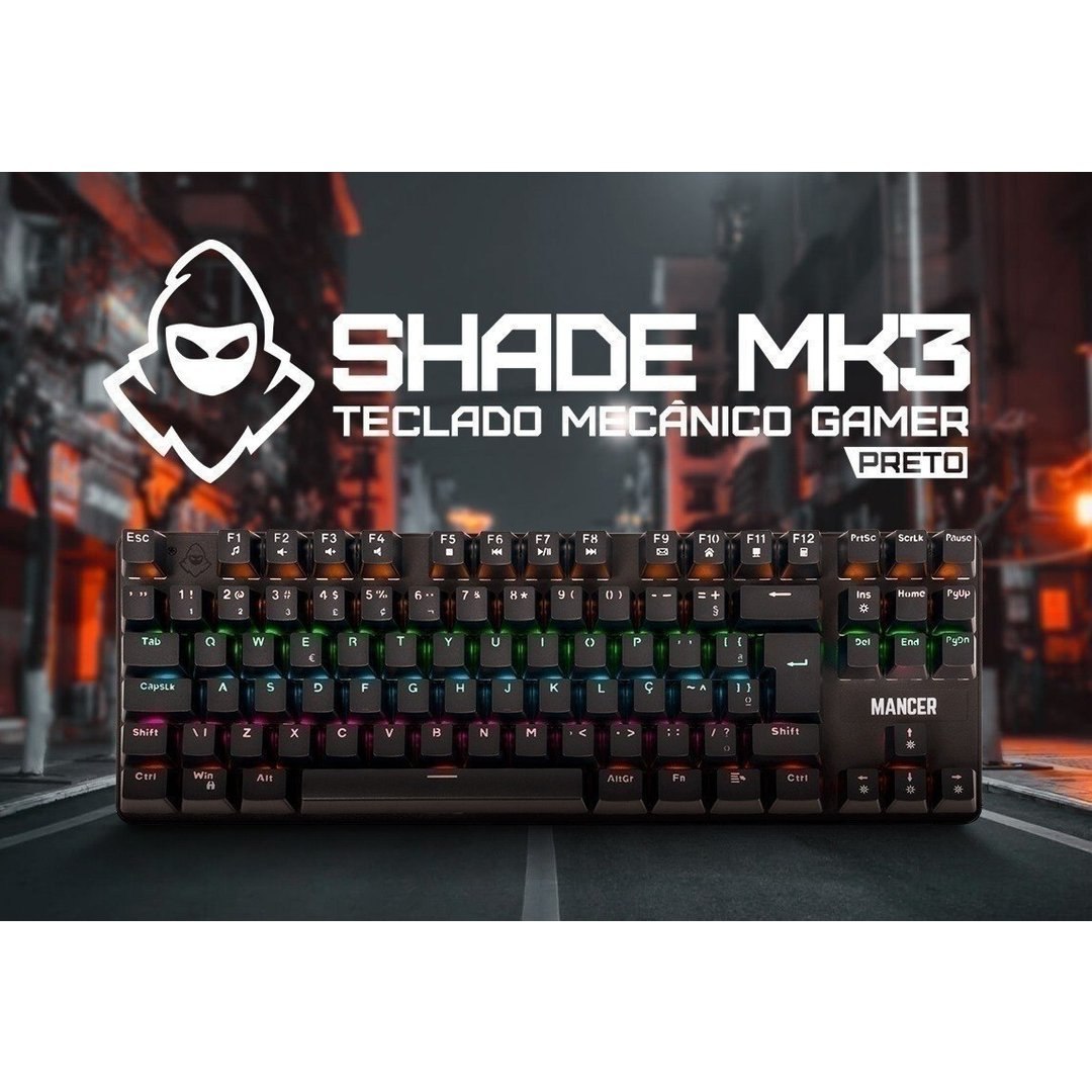 Teclado Mecanico Mancer Shade Mk3, Rainbow, Switch Huano Vermelho, Preto