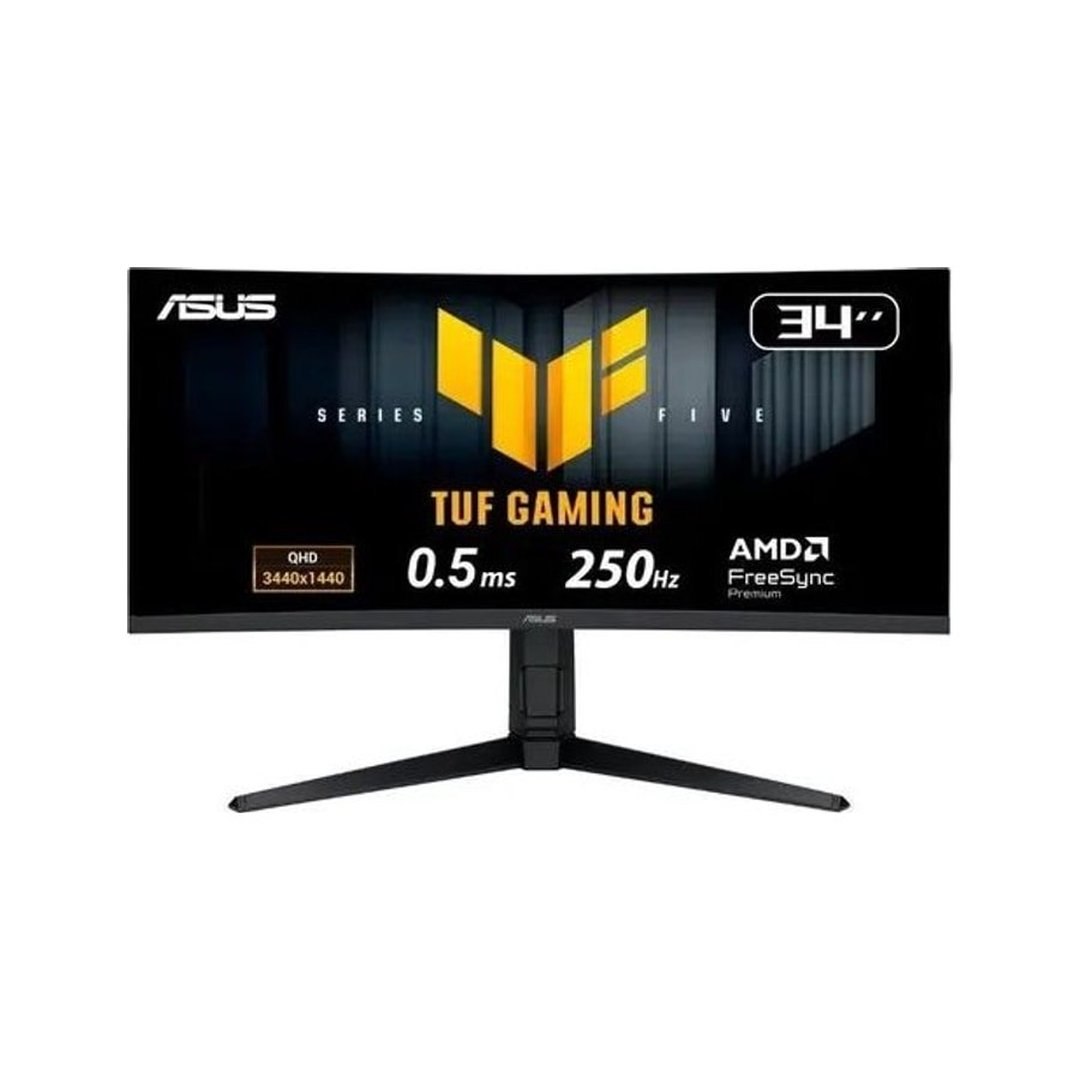 Monitor Gamer Curvo Asus Tuf 34"", Wqhd, 250Hz, 0.5ms, Fast Va, FreeSync Premium, Altura Ajustável, Som Integrado