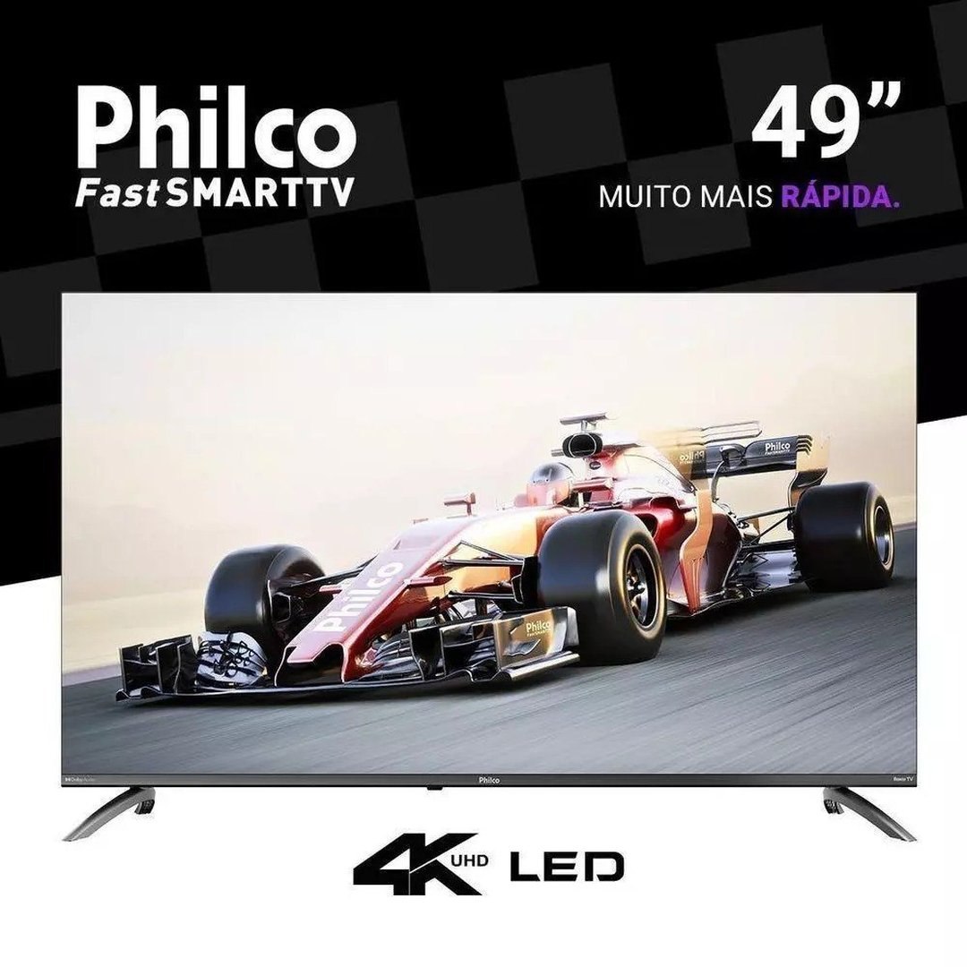 Smart Tv Philco P49cra 49" Uhd 4K Dled Cinza com Roku Tv Hdr10 Bivolt