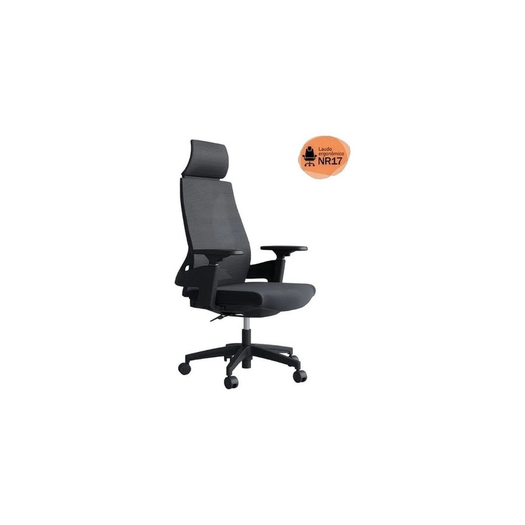 Cadeira de Escritório Presidente Ergonômica Giratória Modelo Toledo Cor Preta Certificada Nr17