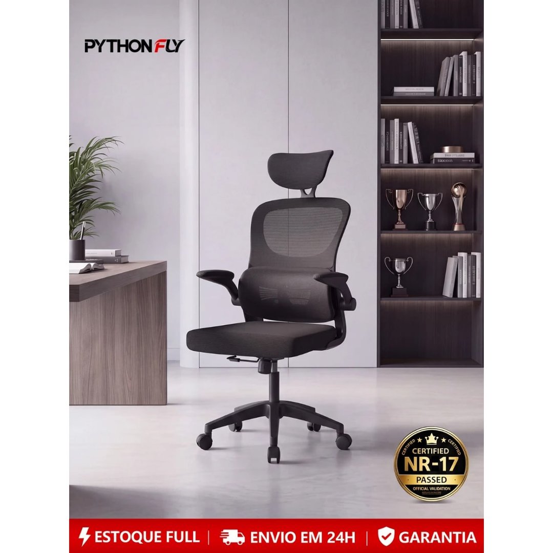 Cadeira Python Fly Presidente Ergonômica Giratória Mesh com Apoio de Braço