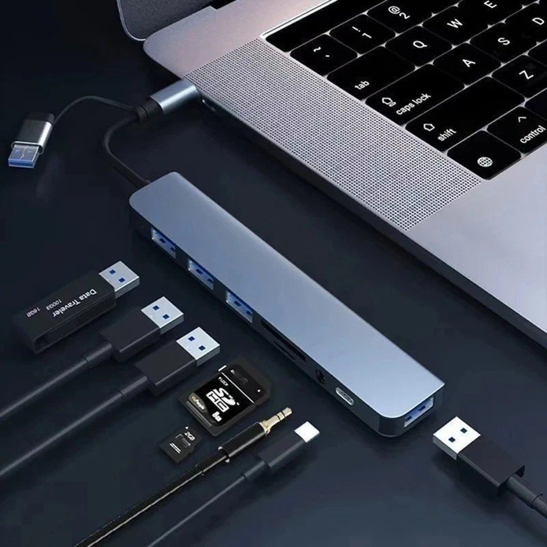 Hub Usb Type C 8 Em 1 Com Leitor De Cartão Divisor 3.0 2.0 Sd Tf Docking Station Bombom