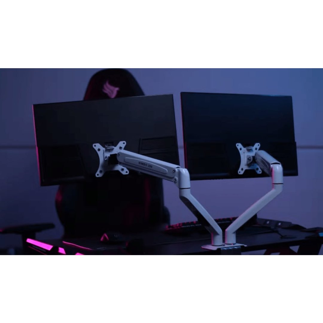 Suporte Articulado Para 2 Monitores 13 A 32 Pistão A Gás Zinnia Nimbo 210 Branco