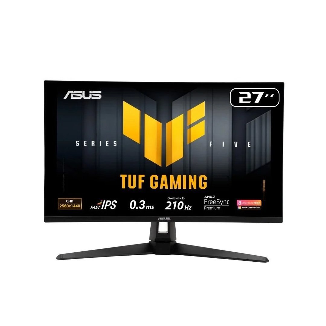 Monitor Gamer Asus TUF 27", QHD, 210Hz, 0.3ms, Fast IPS, G-Sync Comp, FreeSync Premium, HDR10, Som Integrado