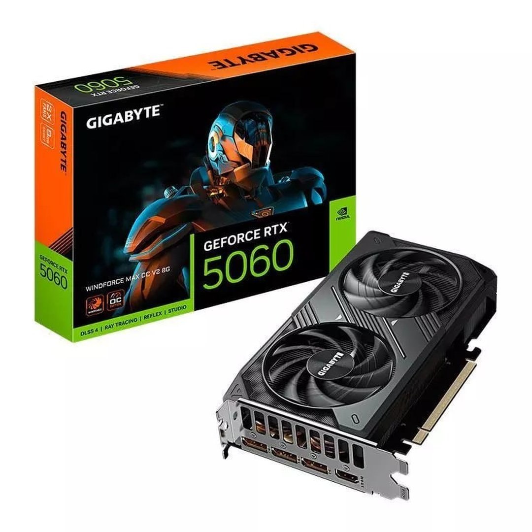 Placa de Video Gigabyte GeForce RTX 5060 Windforce Max OC V2, 8GB, GDDR7