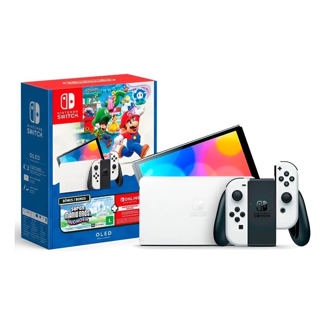 Console Nintendo Switch Oled Nintendo Bundle Super Mario Bros Wonder - 3 Meses Nintendo Switch Online 64gb