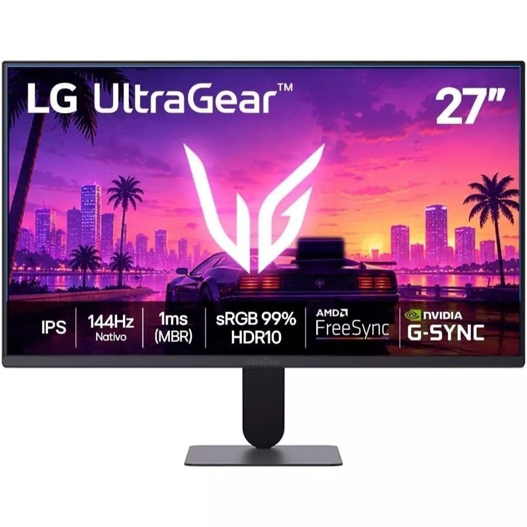 Lg UltraGear Monitor Gamer 27" Ips, 144Hz Nativo, 1ms (Mbr), Full Hd (1920x1080), Hdr10, Nvidia G-Sync, Amd FreeSync, Preto 27G411b