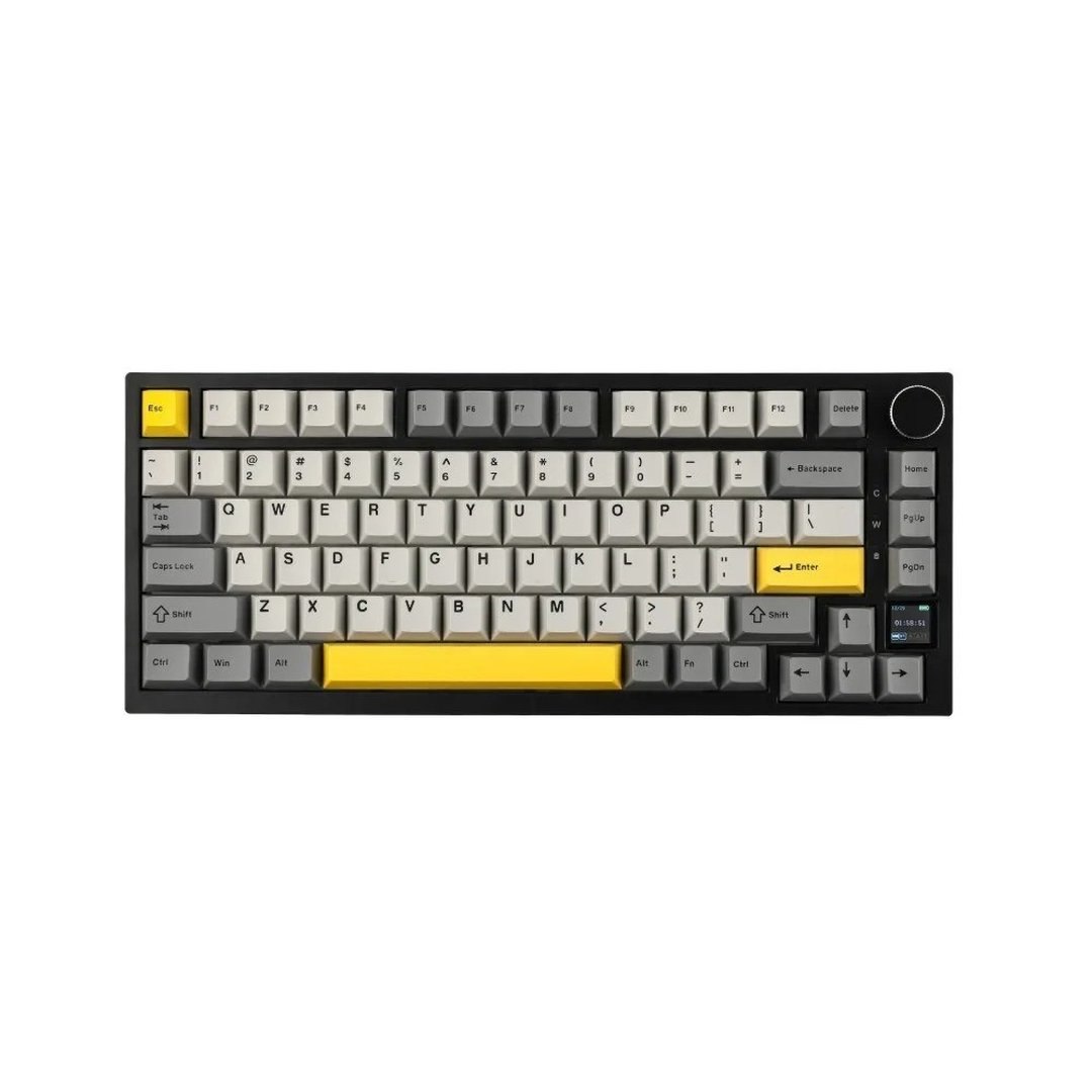 Teclado Sem Fio Mecânico Gamer Ajazz Ak820 Pro, Gasket Mount, Tela Tft, Rgb, Tri-Mode, Switch Gift, Amarelo Ajazz-Ak820-Pro-Gy-gift