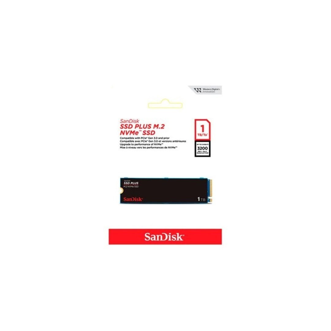 SSD SanDisk Plus, 1TB, M.2 PCle, NVMe, Leitura 3200 MB/s e Gravação acima de 2500 MB/s