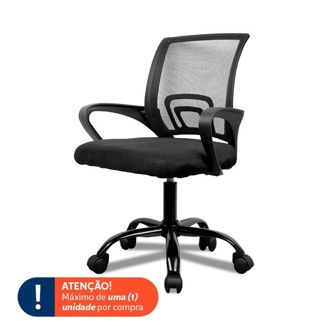 Cadeira de Escritorio Zinnia Hera L, Assento Estofado, Base Giratória, Preto, Zno-Hral-Bk02