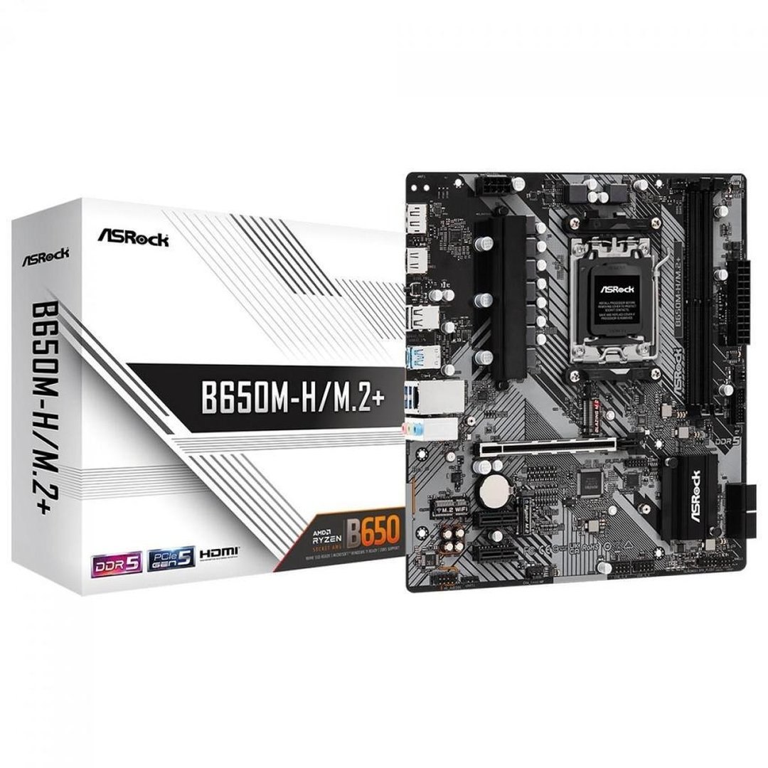 Placa Mãe ASRock B650m-H/M.2+, Chipset B650, Amd Am5, mATX, Ddr5