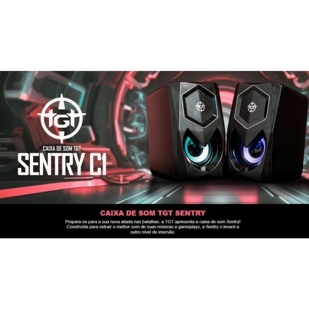 Caixas de Som Para Pc TGT Sentry, Rainbow, 2x3W Rms, Preto
