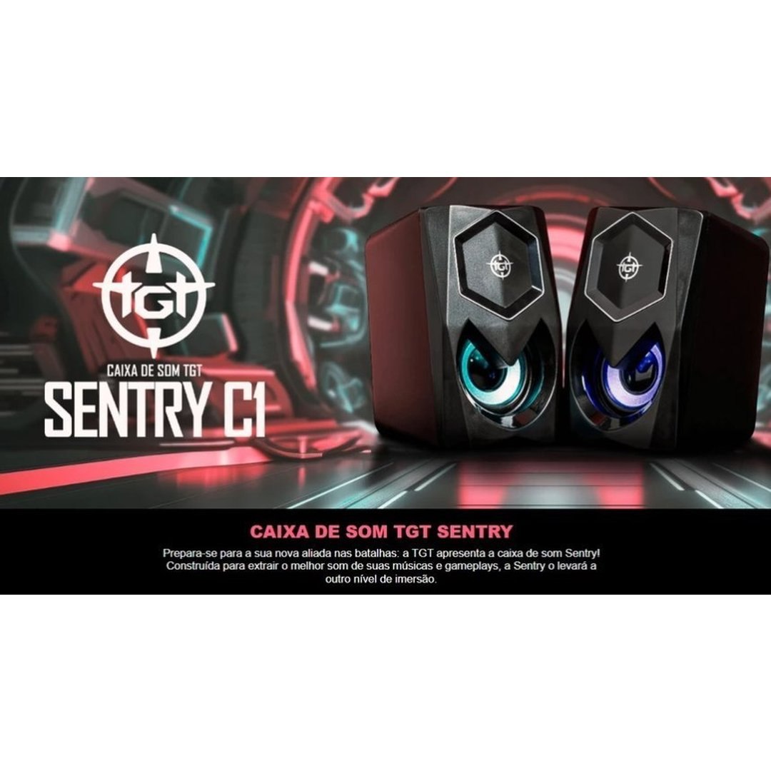 Caixas de Som Para Pc TGT Sentry, Rainbow, 2x3W Rms, Preto