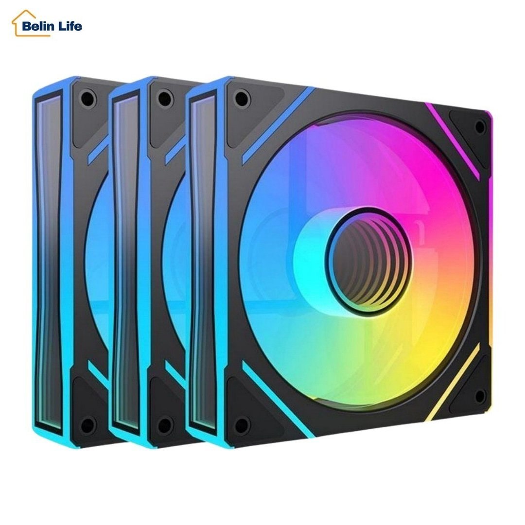 Kit 3 Fans Argb 120mm Gabinete Gamer 5V 3 Pinos 1300 Rpm Silencioso Controle De Luz Rgb Pc Desktop