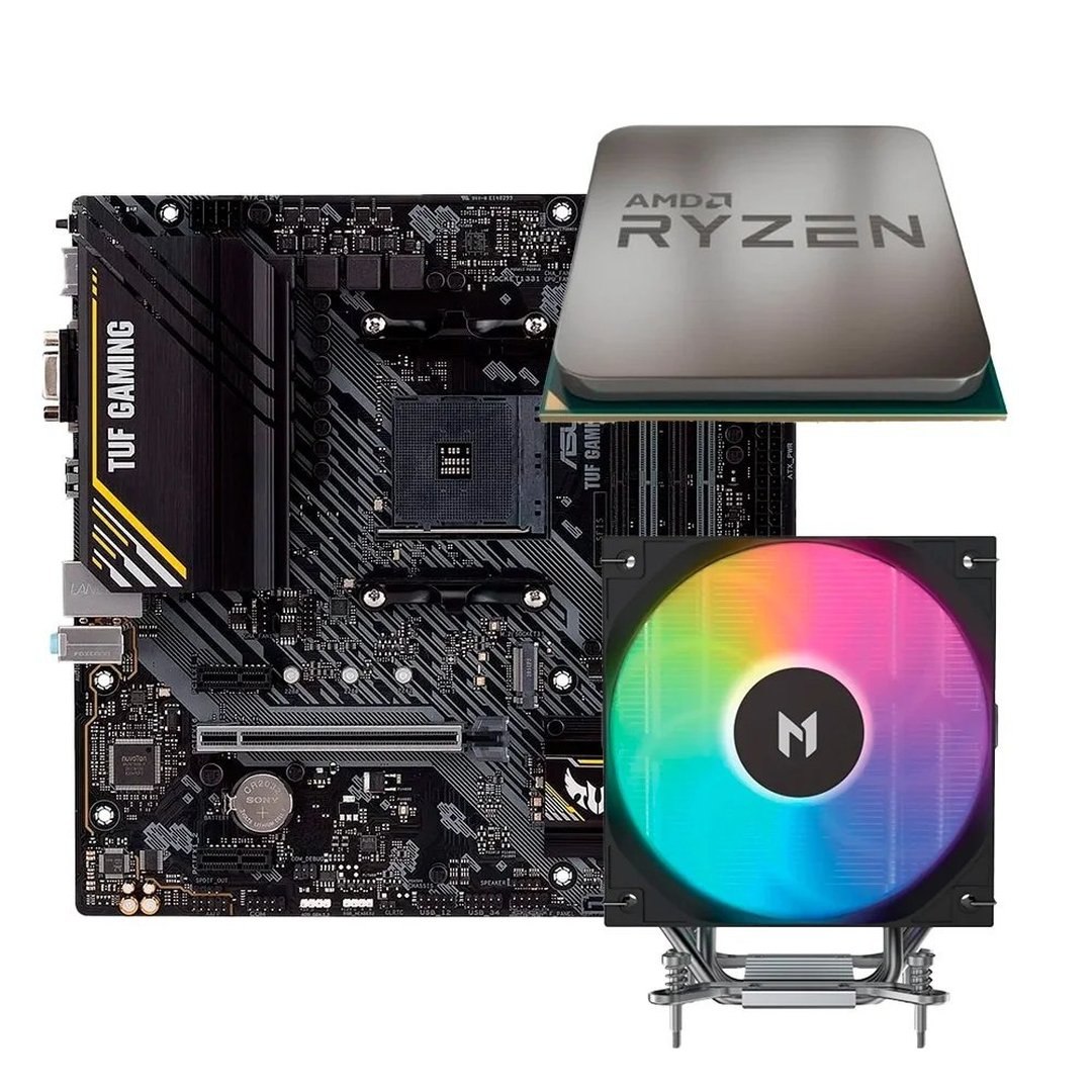 Kit Upgrade Placa-Mãe Asus Tuf Gaming A520m-Plus Ii + Processador Amd Ryzen 5 5500F + Air Cooler Mach1 Artic