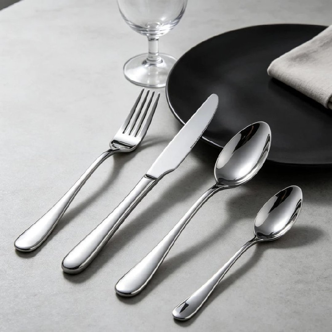 24 Pcs Garfo Faca Colher Prateado