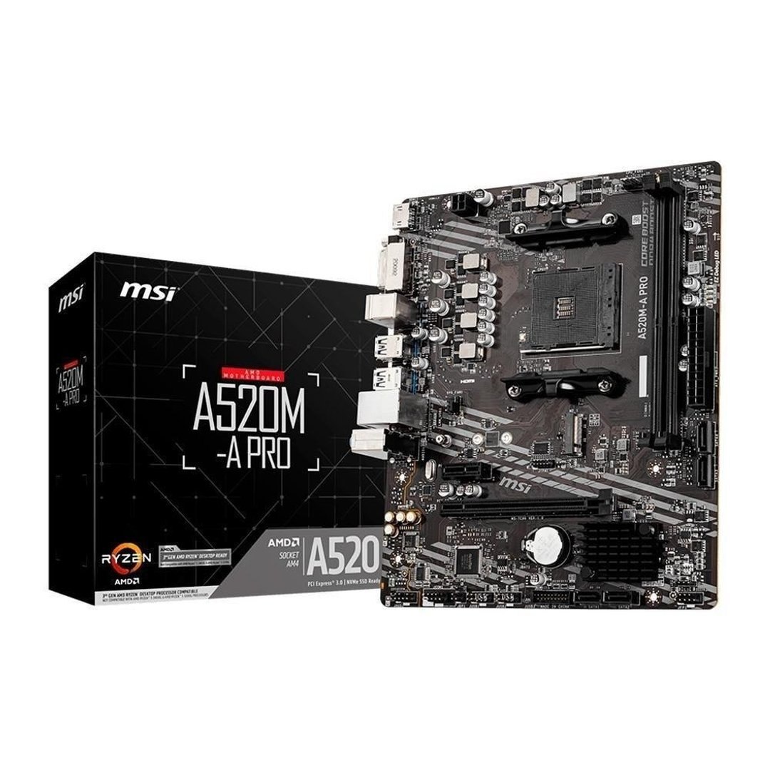 Placa-Mãe Msi A520m-a Pro, Amd Am4, Matx, Ddr4, Preto A520m-a Pro