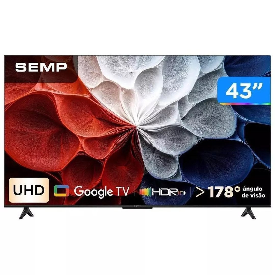 Smart TV Semp 43 Polegadas LED HVA 4K S62 WiFi Bluetooth Google TV