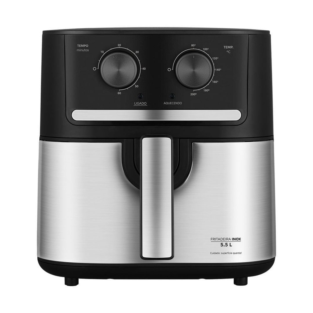 Fritadeira Air Fryer 5,5L Cyclone Preto e Inox Midea