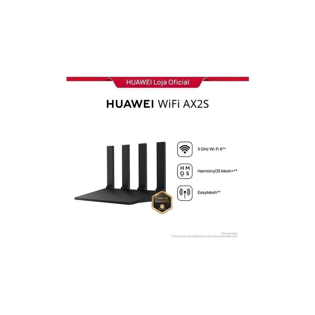 Huawei WiFi AX2S | Roteador | WS7000 V2 | Dual Band | 4 Antenas | 5 GHz Wi-Fi 6 (Branco Ou Preto)