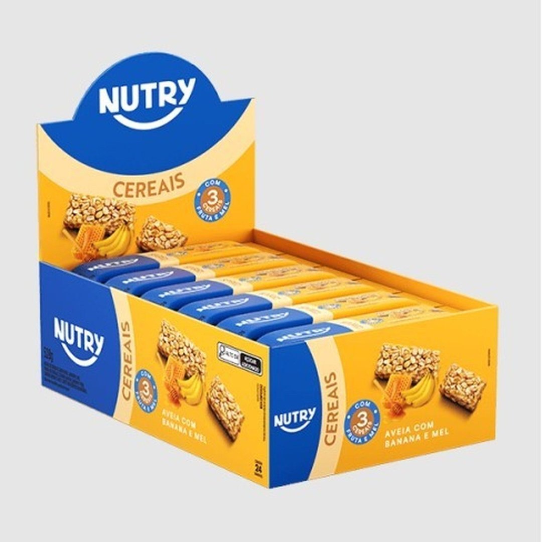 24x Barra De Cereal Aveia Com Banana e Mel Nutry Com 24 Unidades de 22g