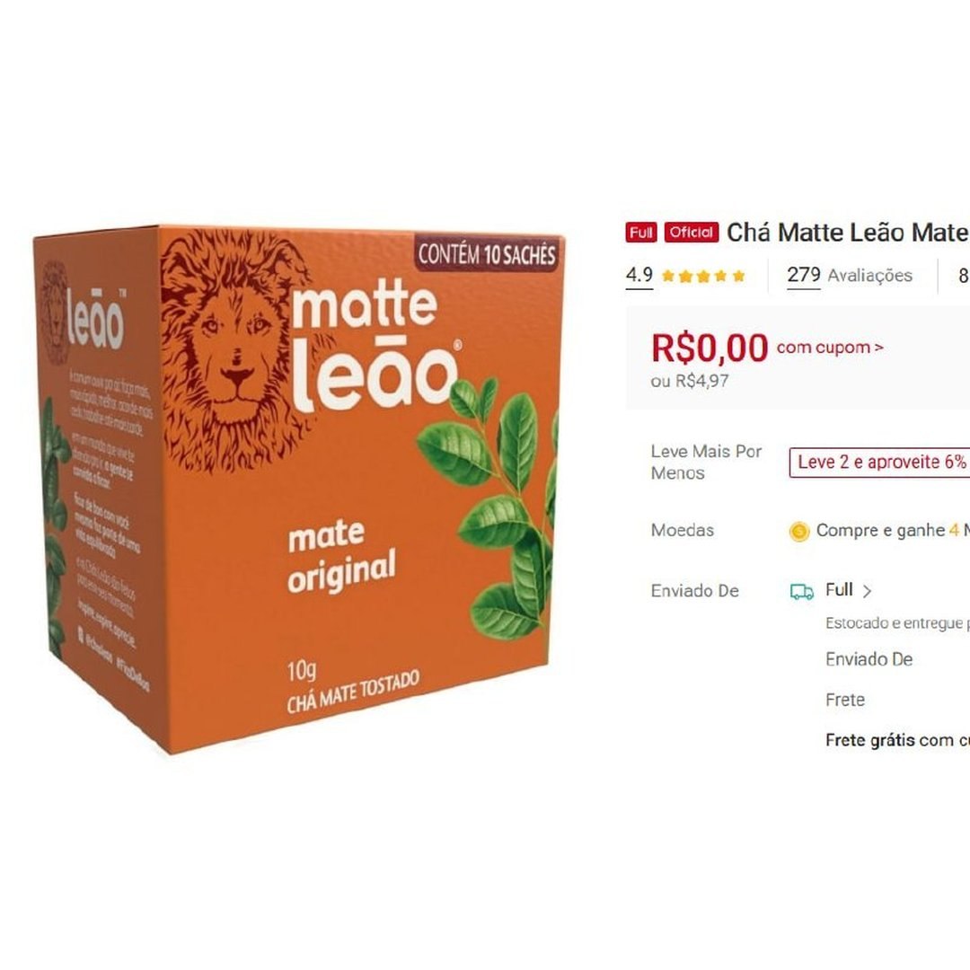 Chá Matte Leão Mate Original 10 Sachês (24g)