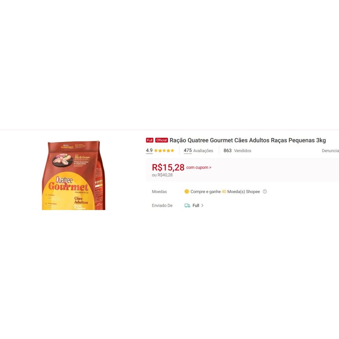 Ração Quatree Gourmet Cães Adultos Raças Pequenas 3kg