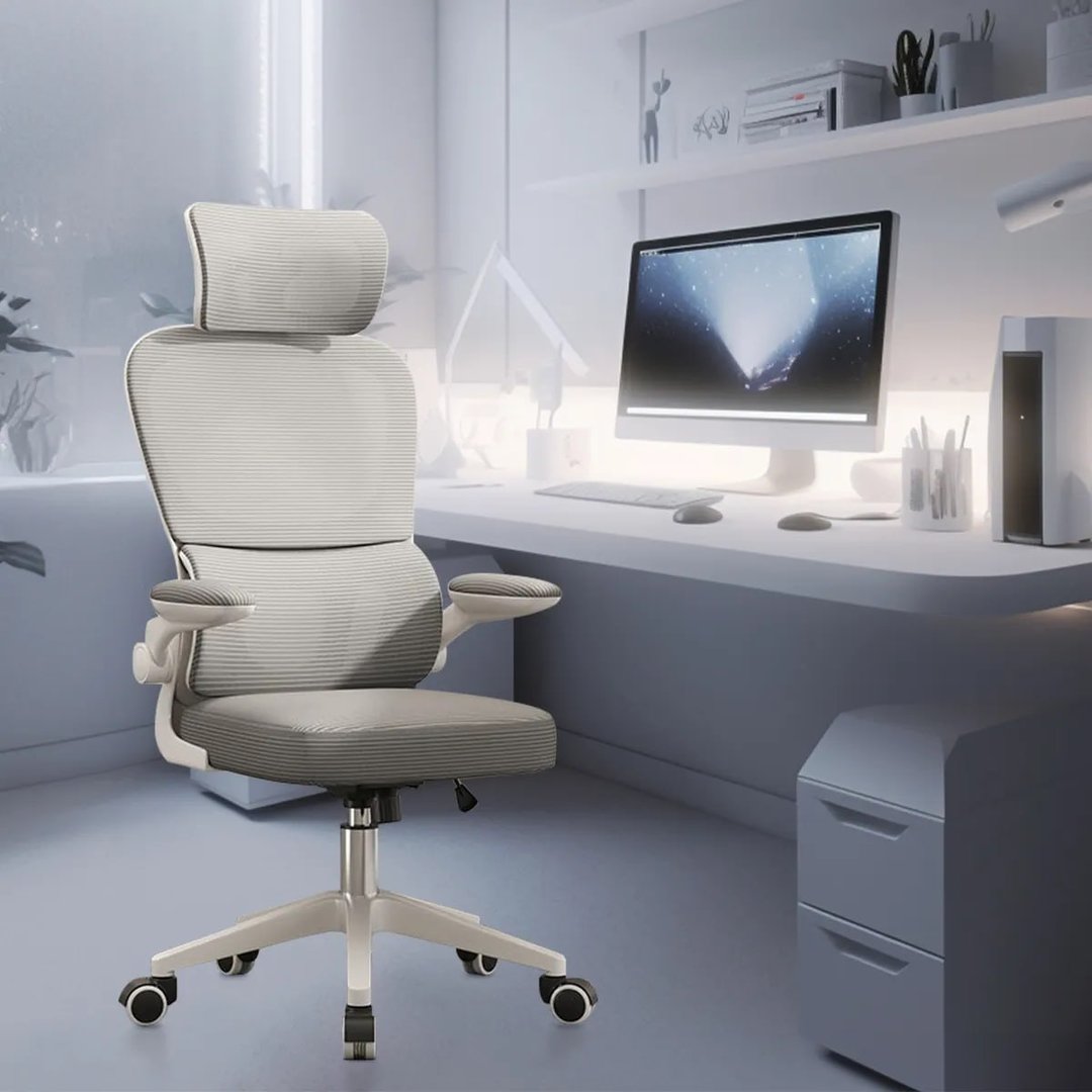 Cadeira Escritório Ergonômica Python Fly B07 Cinza Com Suporte Lombar