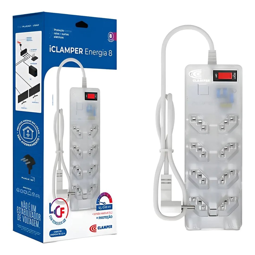 Filtro Energia 8 Tomadas Clamper 10a Bivolt Anti Surto Lcf