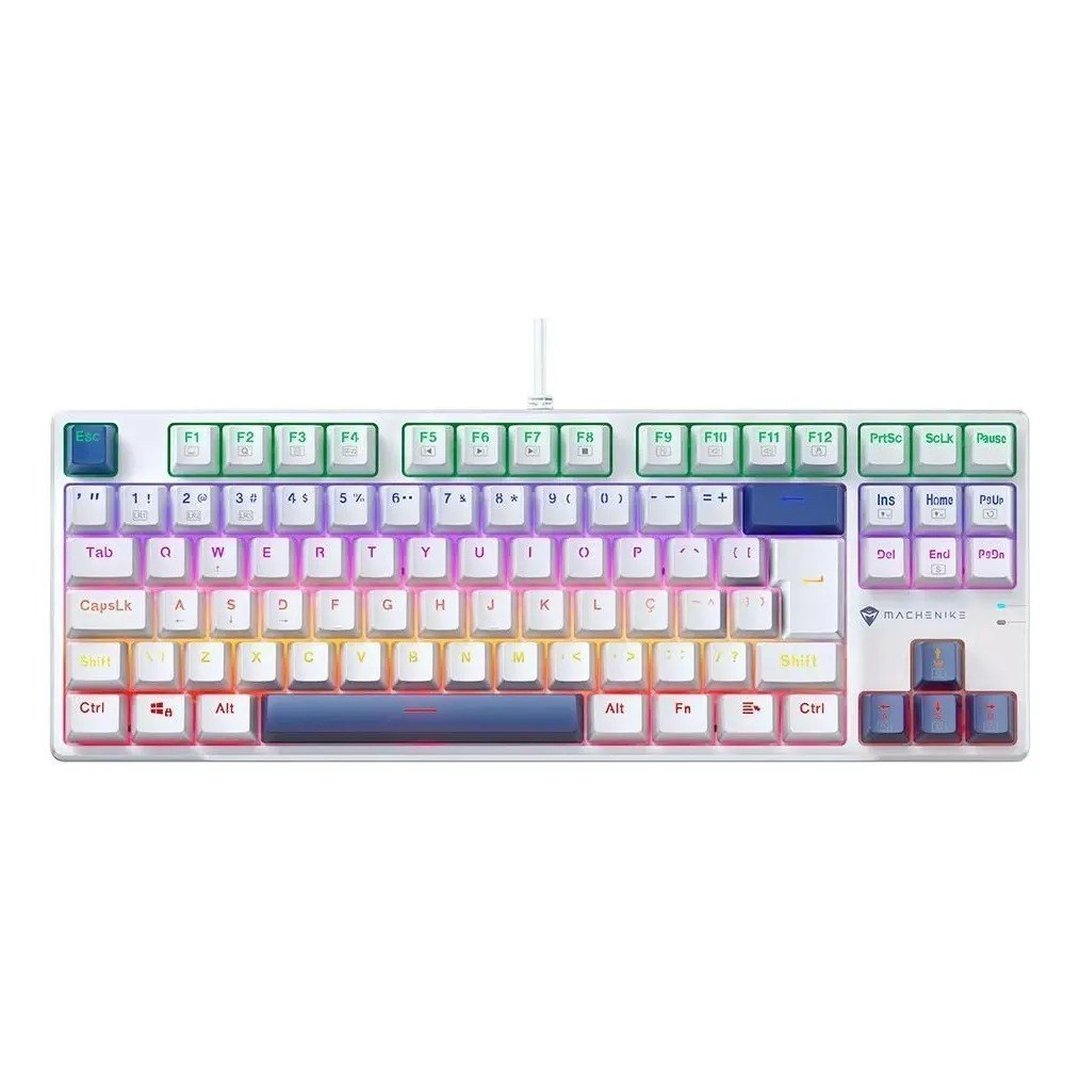 Teclado Gamer Machenike K500b-b87 Switch Red, Branco E Azul