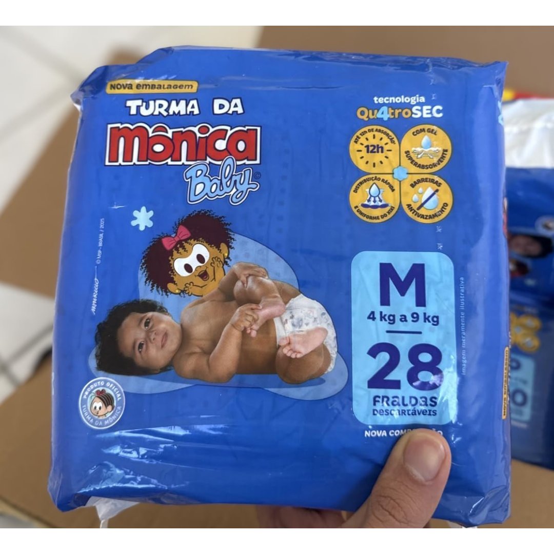 Fralda Turma da Mônica Baby Jumbo M 28 Unidades
