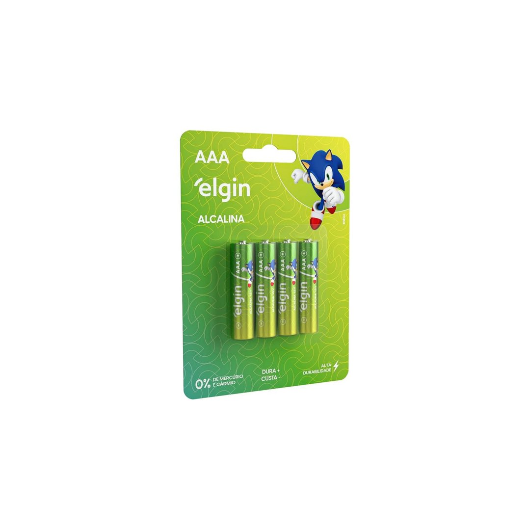 Pilha Alcalina, Elgin, Palito AAA, Blister com 4