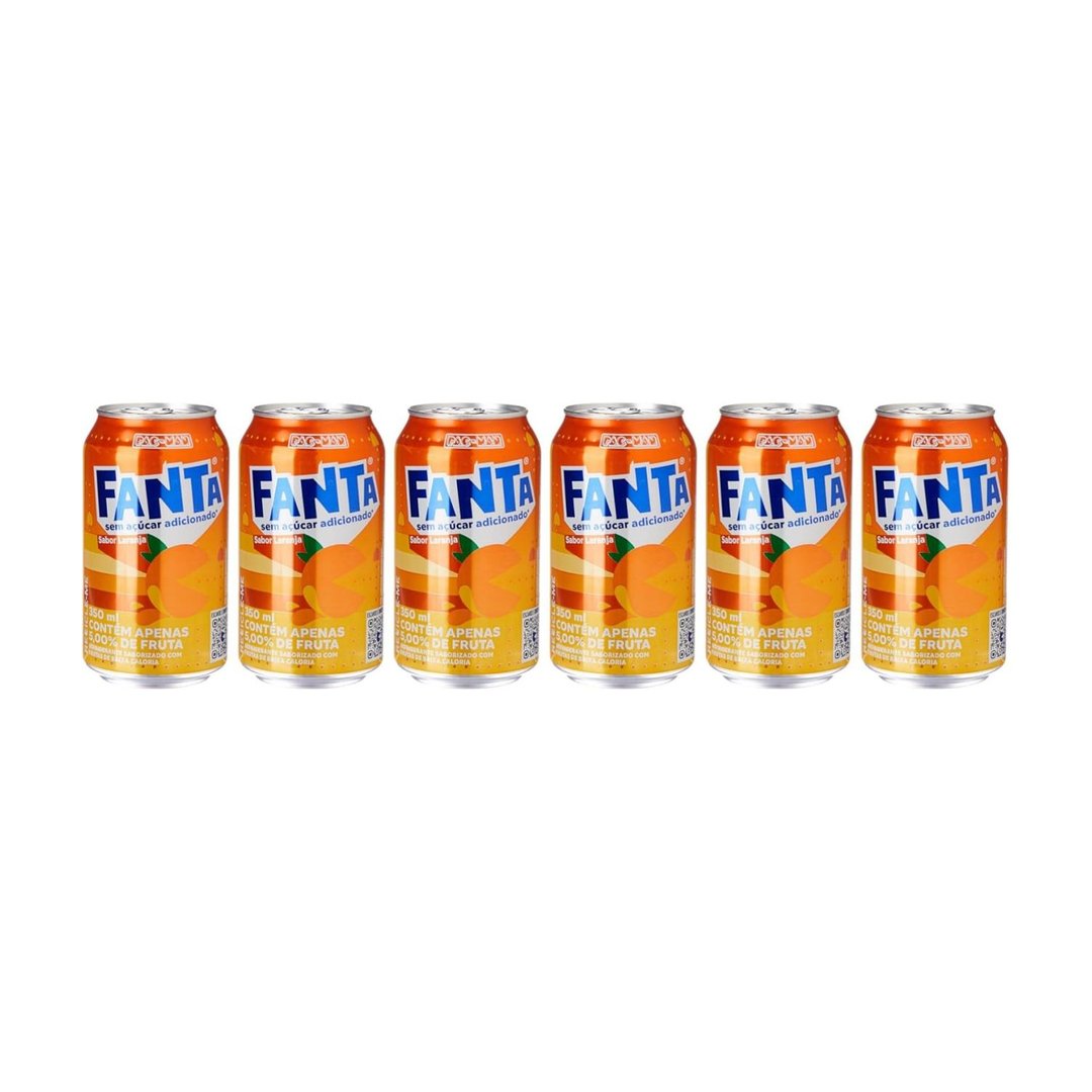 Fanta Laranja Lata 350ml Pack de 6 unidades, (Zero)