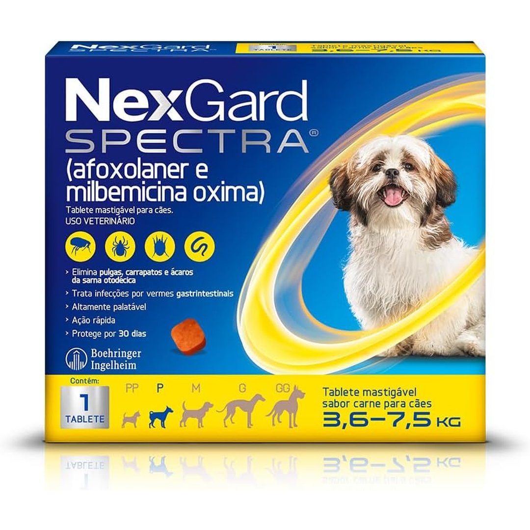NexGard Antipulgas e Vermífugo para Cães de 3,6 a 7,5kg 1 tabletes