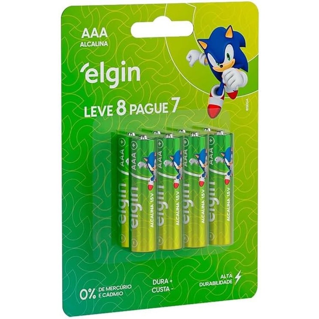 Pilha Alcalina AAA com 8 unidades Elgin Palito