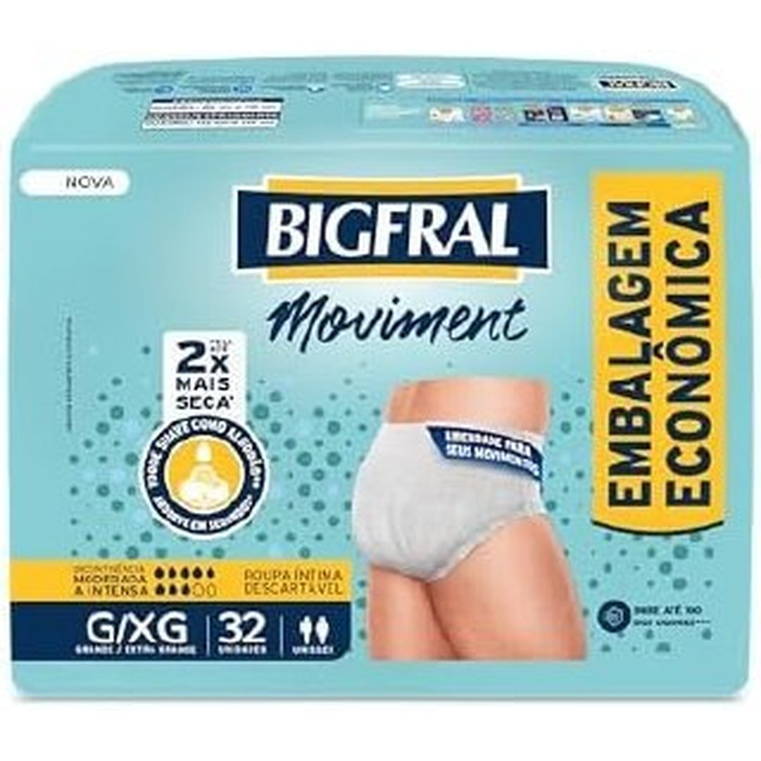 Roupa Íntima Bigfral Moviment G/XG 32 Unidades
