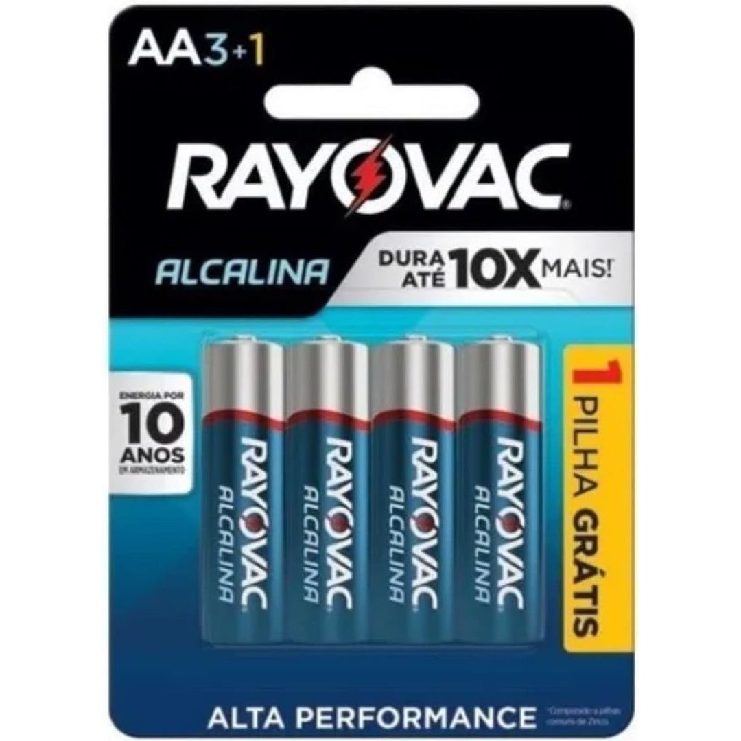 Pilha, Rayovac, Alcalina 208013, Azul, Aa, Pequena, Pacote de 4