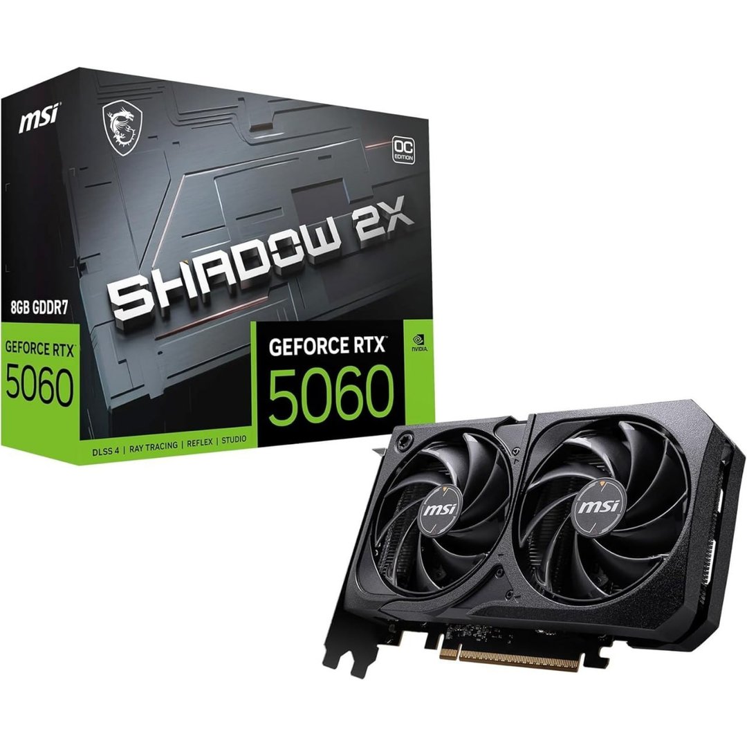 Placa de Video MSI RTX 5060 Shadow 2X OC, 8GB, GDDR7-912-V537-037