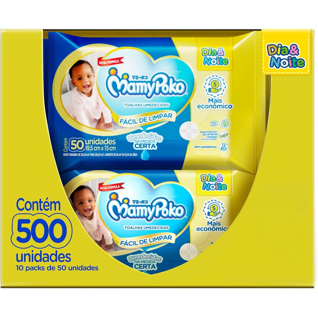 MamyPoko Lenços Umedecidos Dia&Noite 500 Unidades