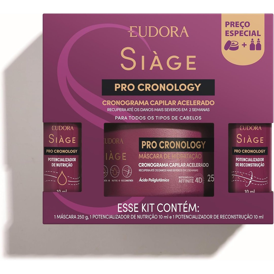 Eudora Siàge Kit Máscara + 2 Potencializadores Pro Cronology