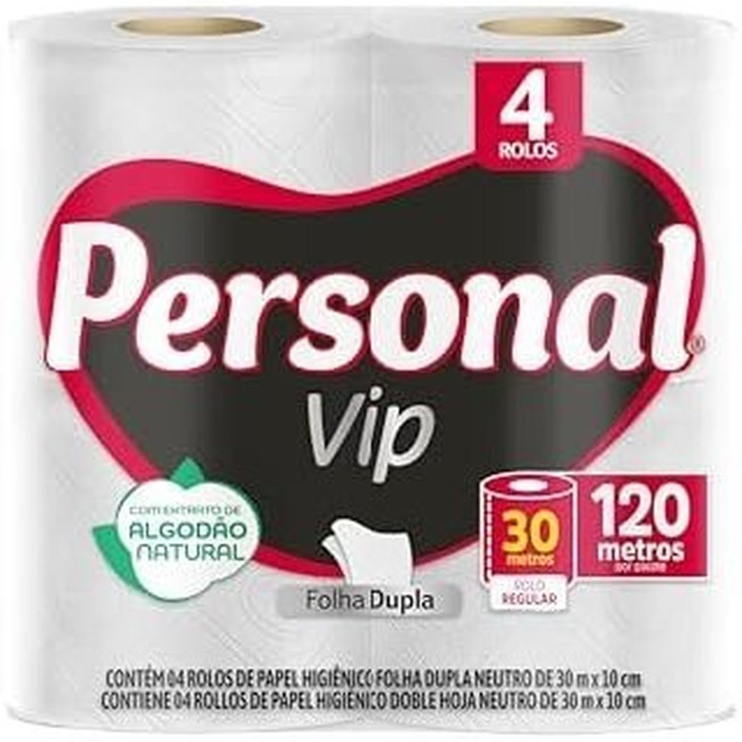 Personal Papel Higiênico Vip Folha Dupla 4 Unidades Branco (Embalagem Pode Variar)