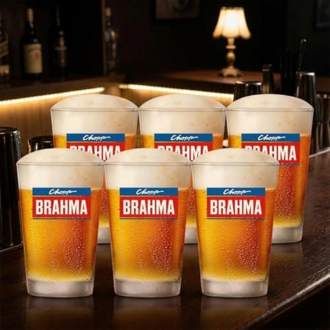 Ruvolo, Kit 6 Copos de Vidro Caldereta, Copo Cerveja Brahma 300ml