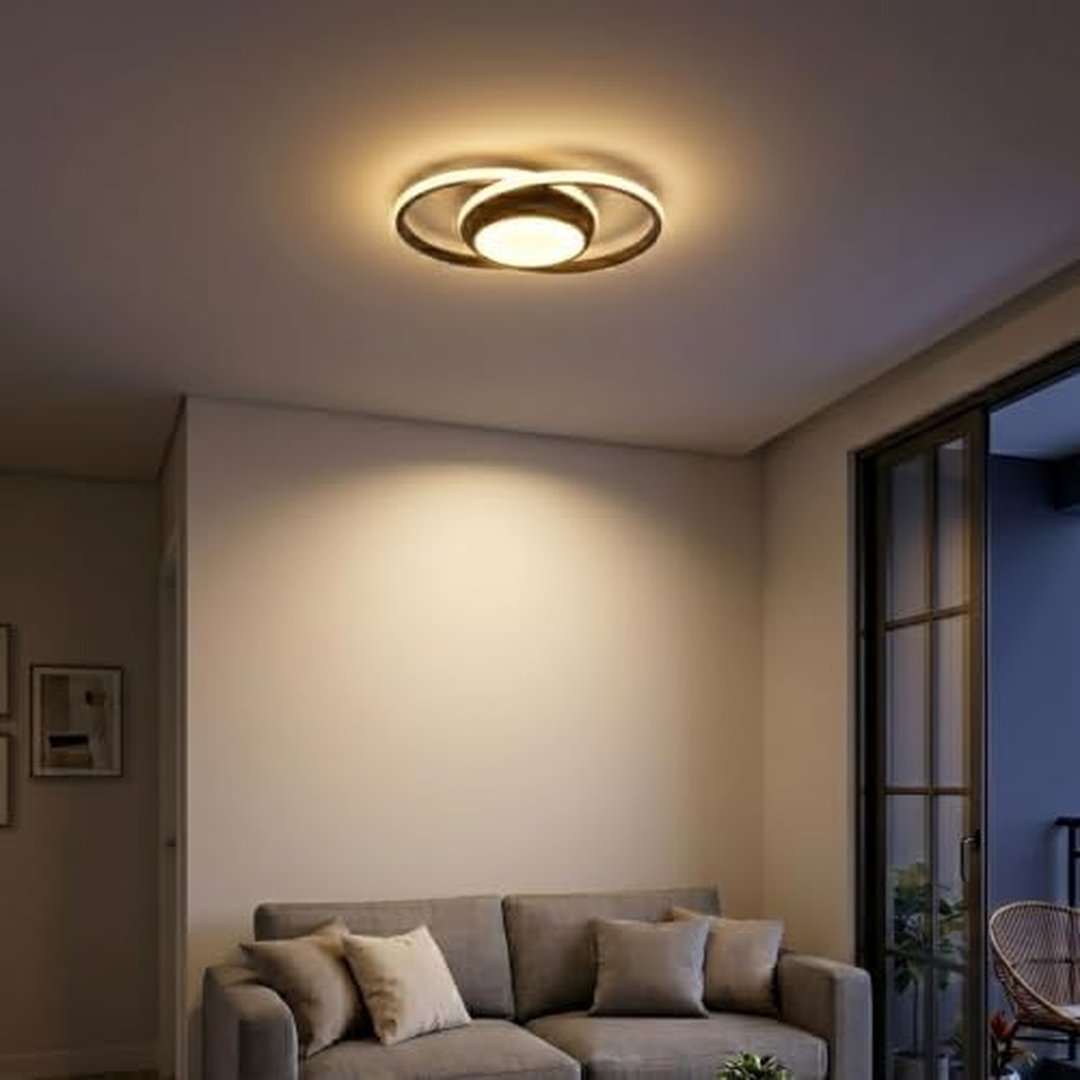 Luminária De LED De Sobrepor Redonda Bivolt 27W 3 Em 1 Com Luz Central (Preto)