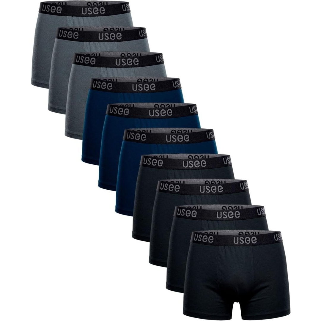 Usee Brasil Kit com 10 Cuecas Boxer Algodão Masculina Adulto Confortável, Respirável, Tecido Macio, Alta Durabilidade, Modelagem Anatômica, Cós Elástico Reforçado, Ideal para Uso