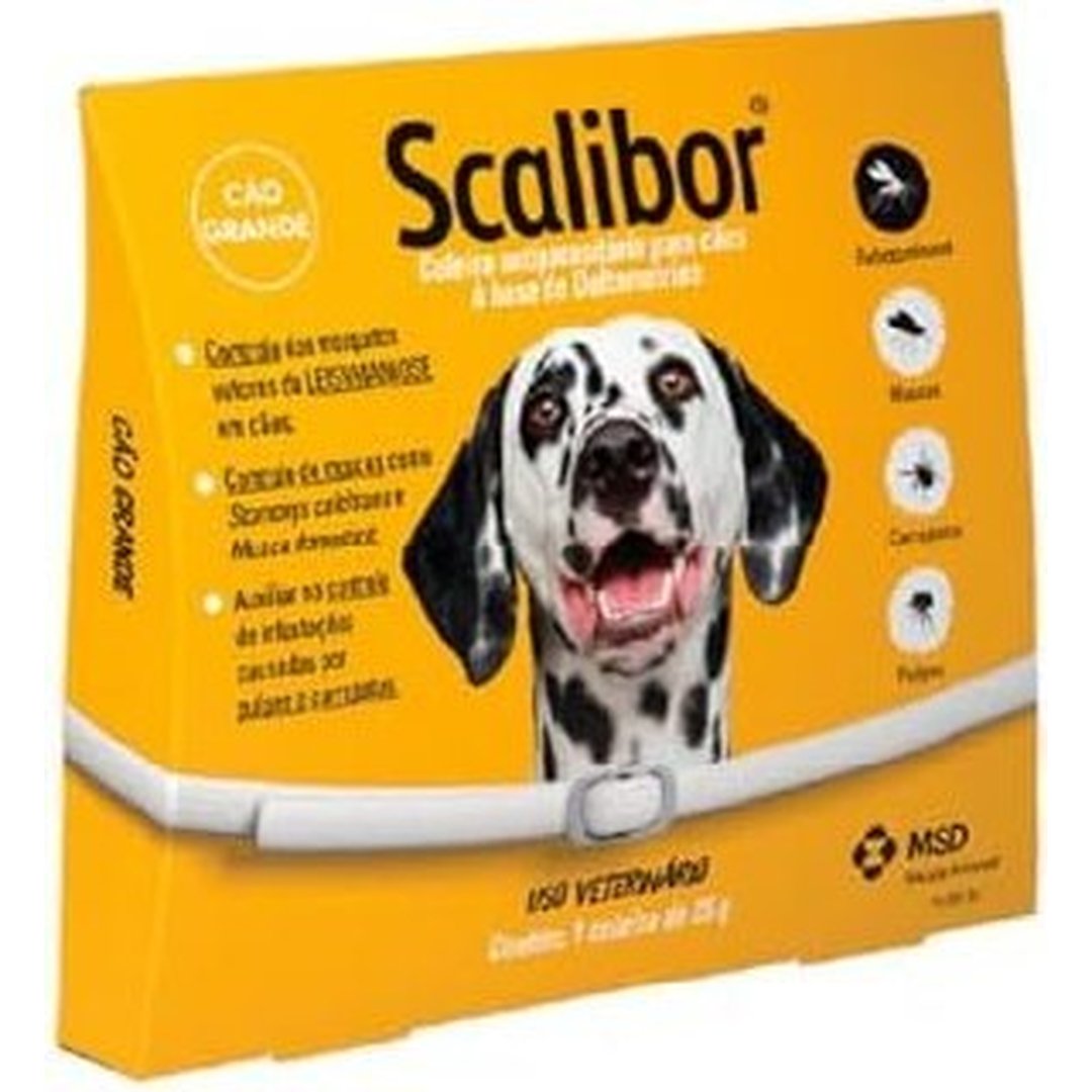 Scalibor 25g Coleira Antiparasitária contra mosquitos vetores da Leishmaniose Cães porte grande 65cm MSD Saúde Animal